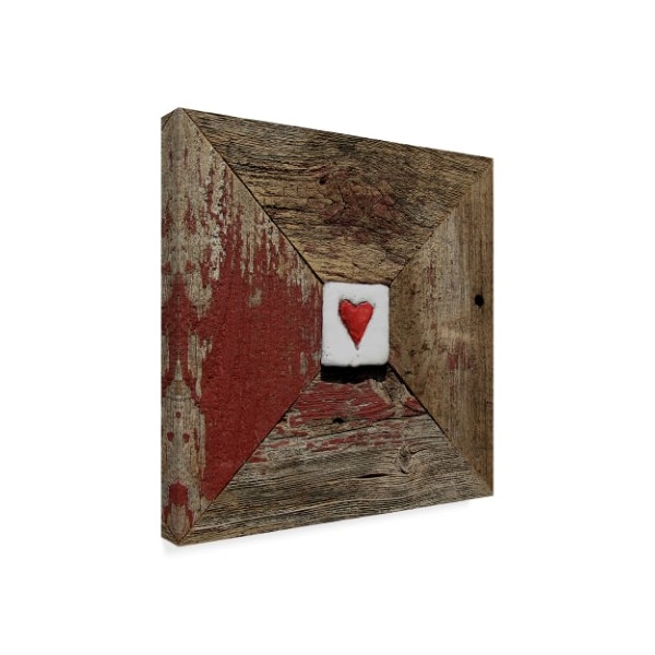 LovISart 'Hearts Desire Barn Red' Canvas Art,14x14